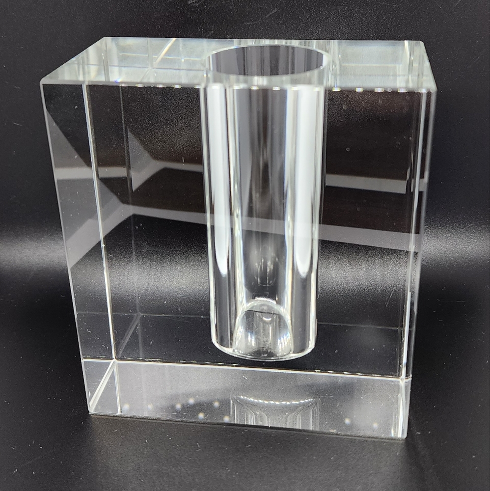TIZO Mid Century Modern Style Lead Crystal Bud Vase Block